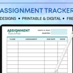 Free printable assignment tracker templates with multiple colorful designs
